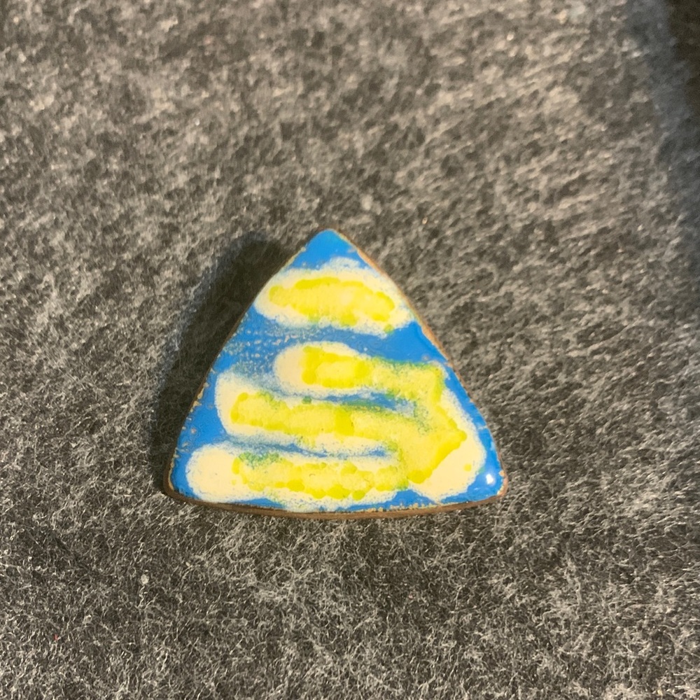 Blue and Yellow Triangle Brooch